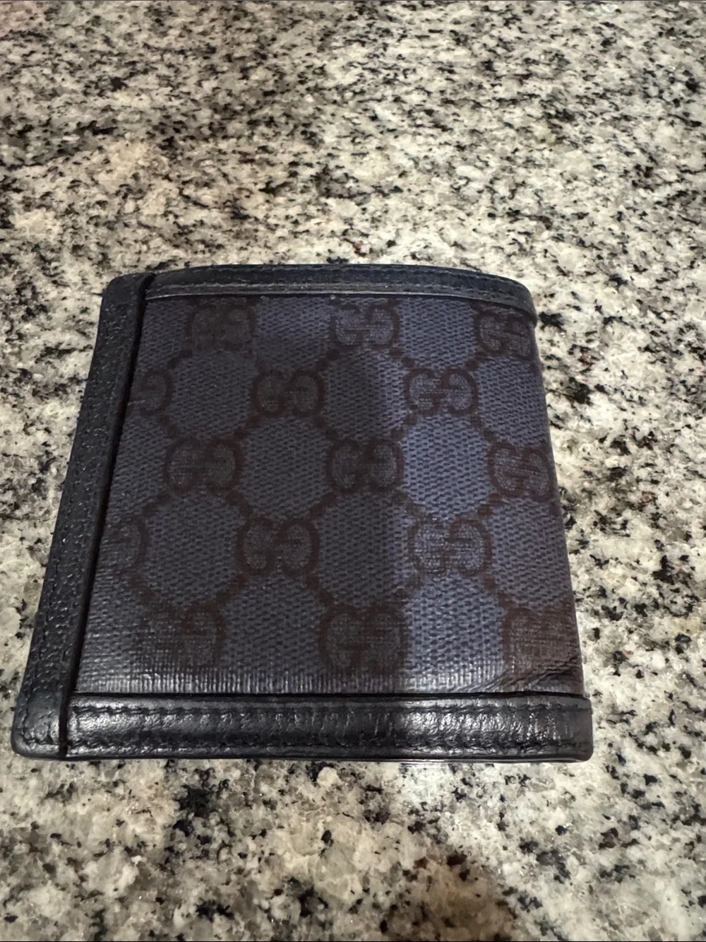 Gucci Men's Brown GG Canvas Bi-Fold Wallet with Gold Logo